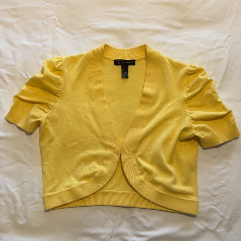 INC International Concepts Women’s Yellow Short Sleeve Cardigan